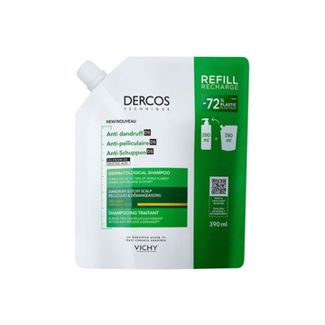 Vichy Dercos Shampoing Traitant Anti-Pelliculaire DS Cheveux Secs Éco-Recharge 390 ml